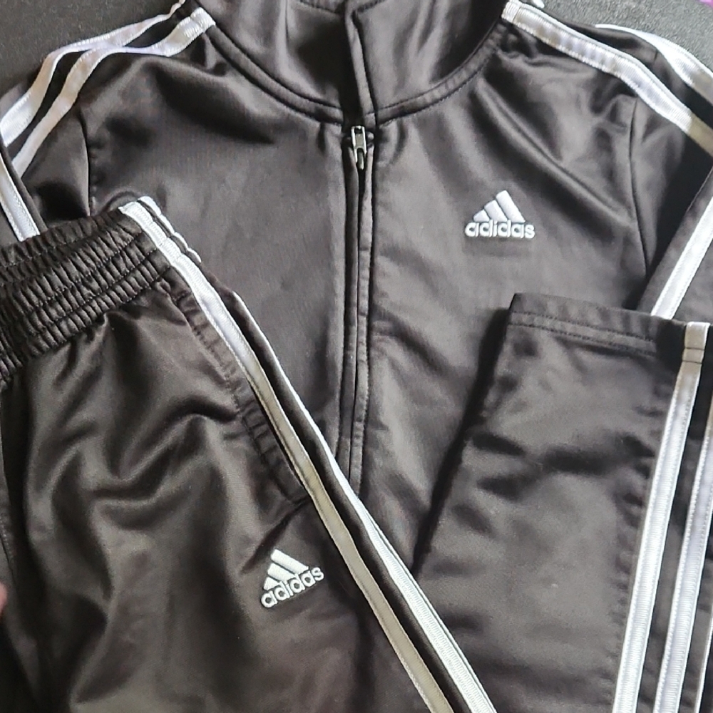 Adidas Black Tracksuit with White Stripes